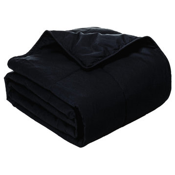 Cottonpure 100% Sustainable Cotton Filled Blanket, Black, Full/Queen