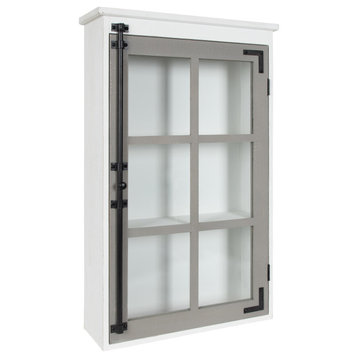 Hutchins Decorative One Door Wood Wall Cabinet, White/Gray 19.5x6x31.5
