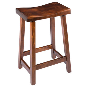 Urban Rustic Saddle Bar Stool in Maple Wood , Michael's Cherry Stain, Counter He