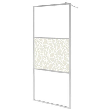 vidaXL Walk-in Shower Wall Enclosure ESG Glass with Stone Design 39.4"x76.8"