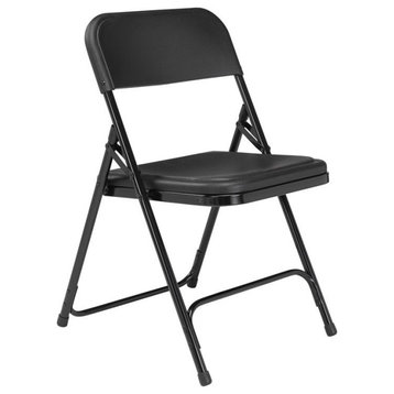 NPS 800 Series 29.75" Premium Plastic Folding Chair in Black (Set of 4)