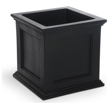 Mayne Fairfield 20x20" Square Traditional Plastic Planter in Black