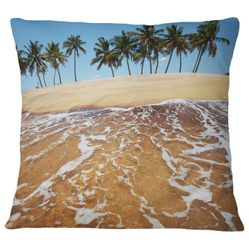 Tropical Beach with Crystal Waters Seashore Throw Pillow, 16"x16"