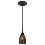 Woodbridge Lighting - Woodbridge Lighting Venezia 1-Light Glass Mini-Pendant in Bronze/Mosaic Mirror - The Venezia collection is a series of hanging lights featuring uniquely colored designer glass. With many color options to choose from, this transitional design can blend in many rooms with different colors and themes.