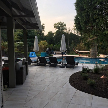 Beach Entry Pool with Cascading Water Feature & Slide