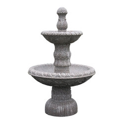 2-Tiered Egg and Dart Fountain in Wild Rose Granite - Outdoor Fountains And Ponds