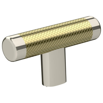 Amerock Esquire 2-5/8" Length Cabinet Knob, Polished Nickel/Golden Champagne
