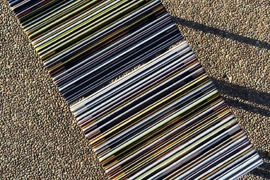 Striped Glass End Tables/Coffee Table