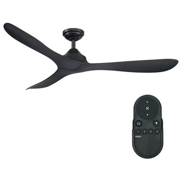 56 in Remote control Modern Ceiling Fan with 3 Blades, Black