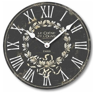 Vintage-Style French Bistro Clock, 12 Inch Diameter