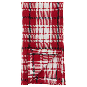 Table Napkins With Small Plaid Design, Set of 4, Red