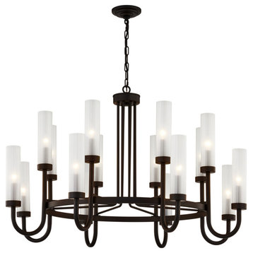 Anchor 42" Chandelier, Clear Frosted Shade, Dark Bronze