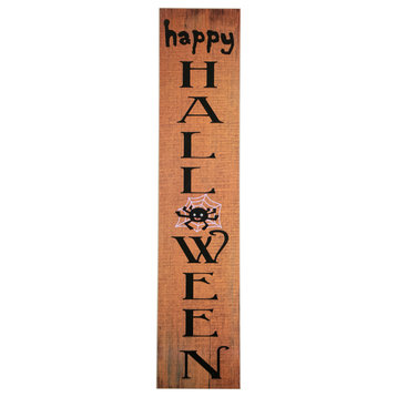 36" Orange Happy Halloween With Spider Wood Wall Sign