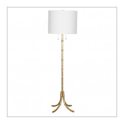 Worlds Away Ansel Gold Leaf Bamboo Floor Lamp - Floor Lamps