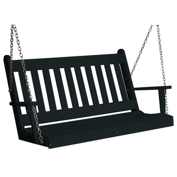 Poly Traditional English Porch Swing, Black, 5 Foot