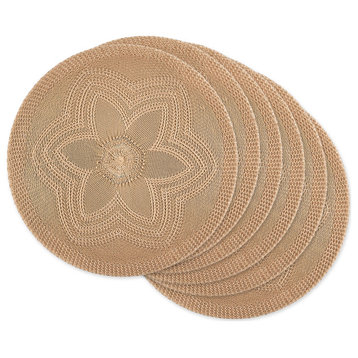 Stone Floral Pp Woven Round Placemat, Set Of 6
