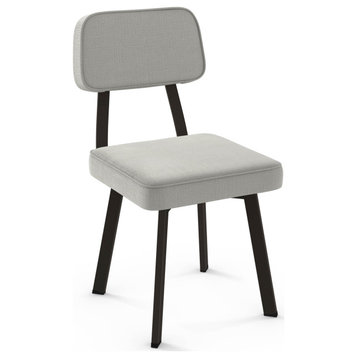 Amisco Clarkson Dining Chair, Pale Grey Beige Polyester / Dark Brown Metal