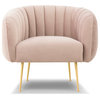 Channelled Accent Chair, Rosa Pink, Brass