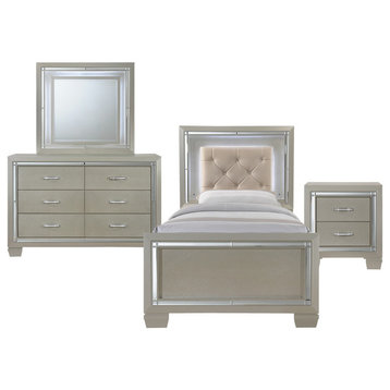 Glamour Youth Twin Platform 4-Piece Bedroom Set