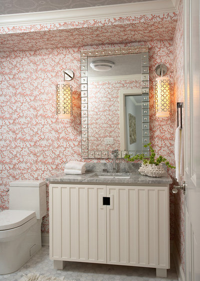 Transitional Powder Room by Martha O'Hara Interiors