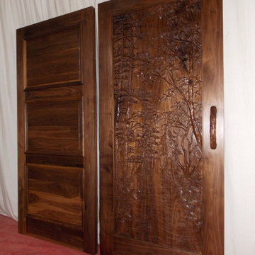 Black Walnut Wood Carved Doors