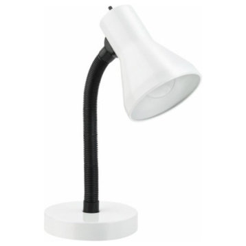 Globe Electric 12716 Goose Neck Desk Lamp w/ Non-Dimmable LED Bulb, 14", White