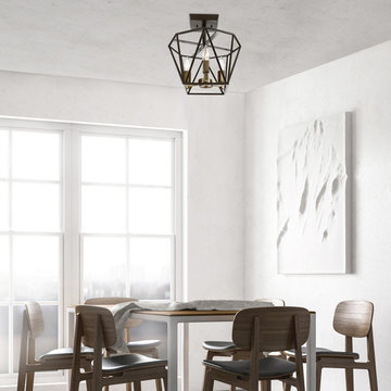 Sansa 3-Light Dark Bronze Semi-Flush Mount Ceiling Light