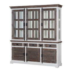 Danville Modern Teak and Solid Wood Glass Door 5 Drawer China Hutch - China Cabinets And Hutches