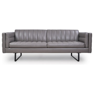 Orson Full Leather Sofa, Dark Grey