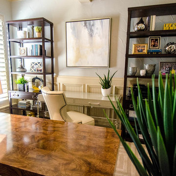 Sophisticated Mid-Century Modern Office Touches of Metallic Glam