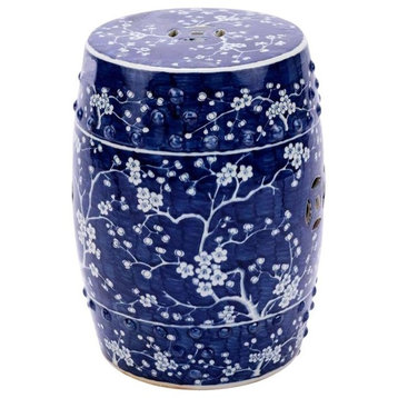 Garden Stool Plum Blossom Backless White Colors May Vary Blue