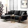 L-Shape Convertible Sectional Sofa, Chrome Legs With Chenille Fabric Seat, Black