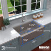 Karran Farmhouse/Apron-Front Quartz 34" Single Bowl Kitchen Sink, Concrete