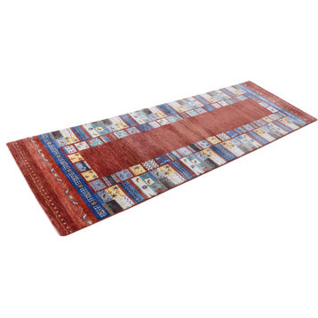 Oriental Rug Gabbeh Loribaft 8'3"x2'9" Hand Knotted Carpet