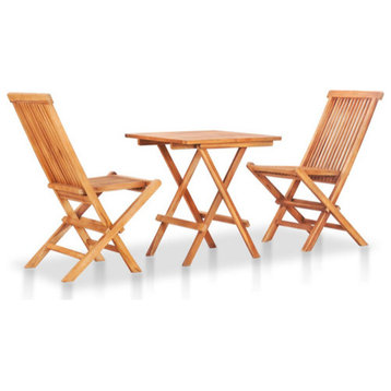 vidaXL Patio Bistro Set 3 Piece Patio Folding Table and Chairs Solid Teak Wood