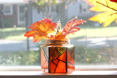 Pumpkin Stained Glass Candleholder