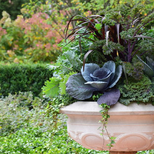 Design ideas for a traditional front yard full sun formal garden for fall in Chicago with a container garden.