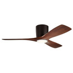 Bailey Street Home - 3-Blade Hugger Ceiling Fan Walnut Blades Frosted White Polycarbonate LED Lights - 3-Blade Hugger Ceiling Fan with Walnut Blades with Frosted White Polycarbonate LED Lights 48 inches W x 10.25 inches H-Satin Natural Bronze Finish .  The beautifully designed Upland Buildings hugger-style ceiling fan offers sculpted blades integrated LED light Matte White finish and a full function wall control system for optimal comfort.