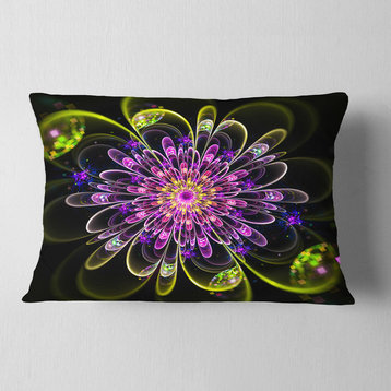 Ideal Digital Art Flower in Purple Yellow Floral Throw Pillow, 12"x20"