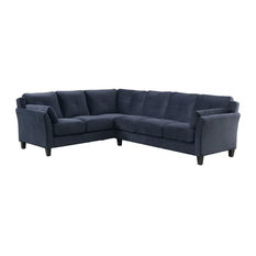 Furniture of America Willa Contemporary Tufted Fabric Sectional in Navy