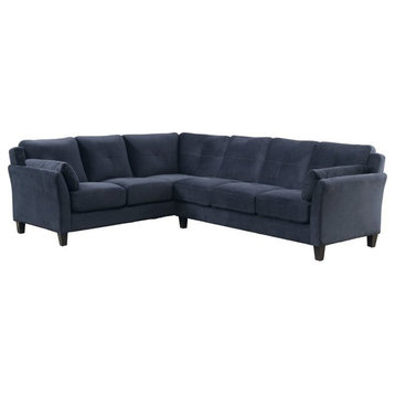 Furniture of America Willa Contemporary Tufted Fabric Sectional in Navy
