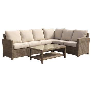 Courtyard Casual Capri 5 pc Sectional Set with Armless Middle Extenstion