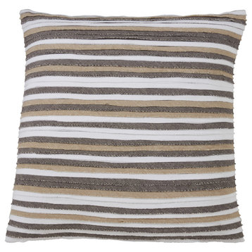 Pleated Throw Pillow With Down Filling, 22"x22", Multi
