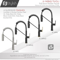 STYLISH Single Handle Pull-Down Dual Mode Kitchen Faucet in Matte Black/Gold