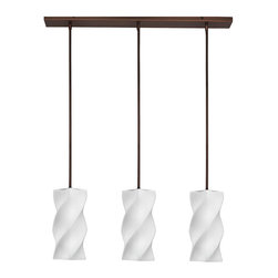 Dainolite - Charlotte 3-Light Twisted Glass Horizontal Pendant, Oil Rubbed Bronze - Pendant Lighting