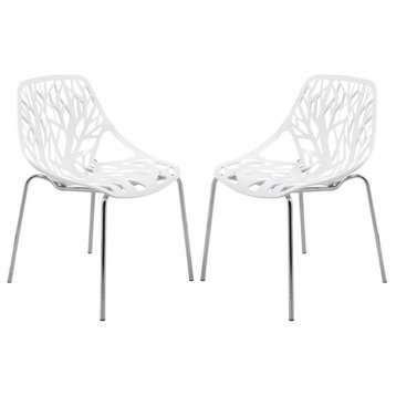 Leisuremod Modern Asbury Dining Chair W/ Chromed Legs, Set Of 2 Ac16W2