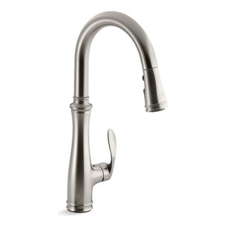 Kohler K-23764 Tone Pull-Down Single-Handle Kitchen Sink Faucet - Polished Chrome with Matte Black