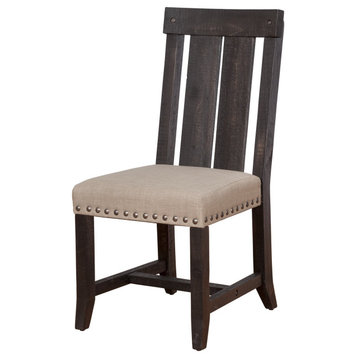 Yanez Industrial Wood 2 Chair in Charcoal - Solid Wood