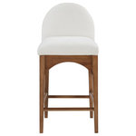 Meridian Furniture - Waldorf Chenille Upholstered Stool, Black, Chenille, Natural Finish, Cream, Chenille Fabric, Walnut Finish - Elegant and eye-catching, the stunning cream chenille fabric Waldorf Stool from Meridian Furniture is the perfect addition to any space.