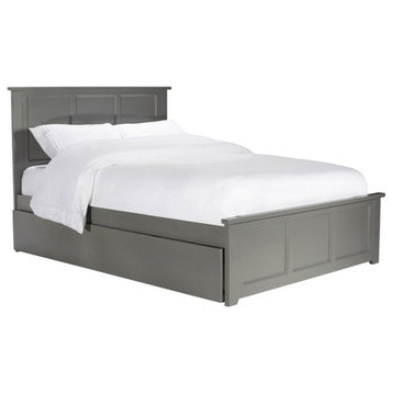 AFI Madison Solid Wood Full Platform Bed with Twin Trundle in Gray